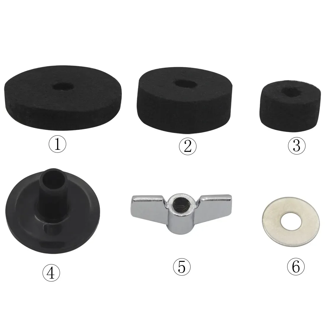 Slade Becken stehen Ärmel Filz Pad 18-teiliges Set mit Unter leg scheibe Basis Flügel muttern Ersatz für Trommel Hi-Hat Becken Ständer Zubehör – Detail 2