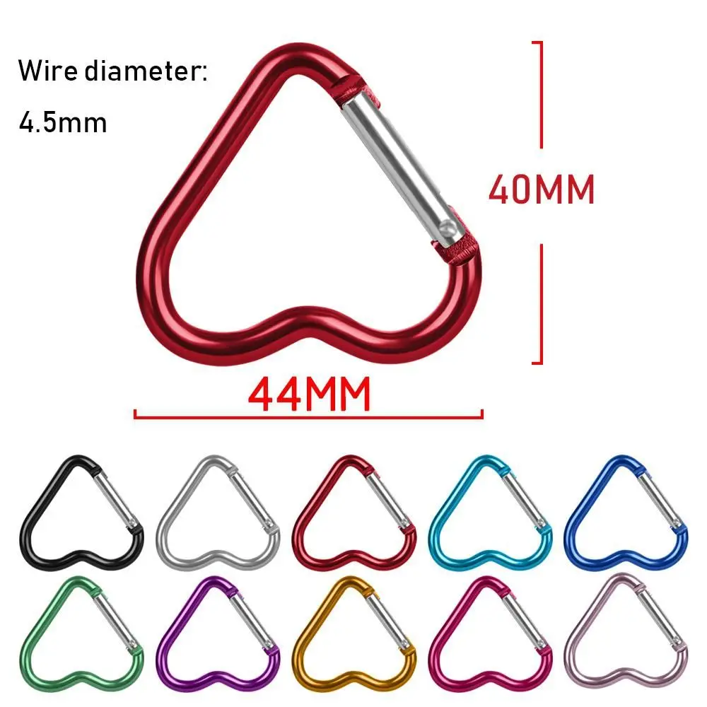 حلقة تسلق من الألومنيوم بإبزيم على شكل قلب ، أداة تخييم خارجية ، ملحقات التسلق ، مشبك سلسلة المفاتيح ، خطاف حلقة المفاتيح ، 10 ألوان ، 3 ، 6 ، 9 * * * *