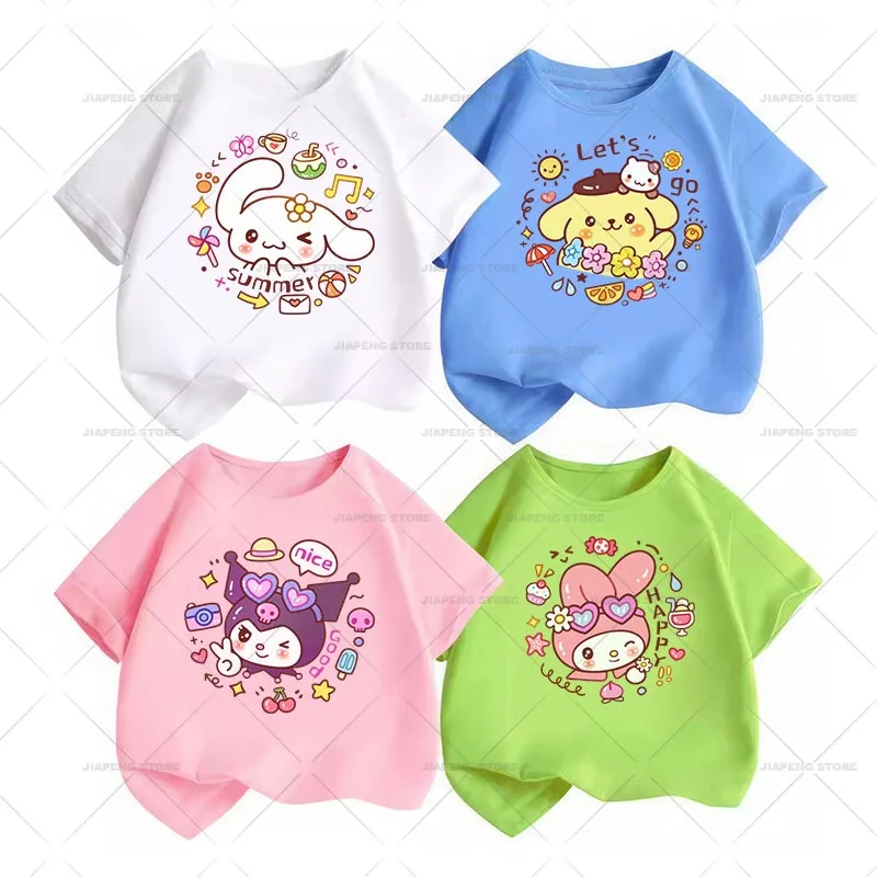 Cute Cinnamoroll Iron on Patches for Clothes Heat Transfers Sanrio Kuromi Melody Printed Thermal Stickers on T-shirt Decor DIY