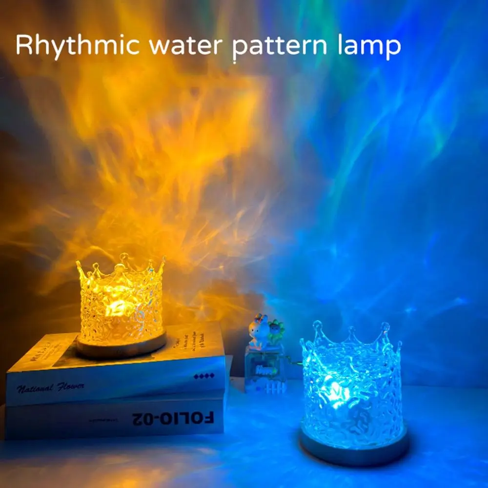 

With Remote Control Water Ripple Light 3/ 16 Colors USB Rechargeable Projector Night Light Flame Effect Touch Control