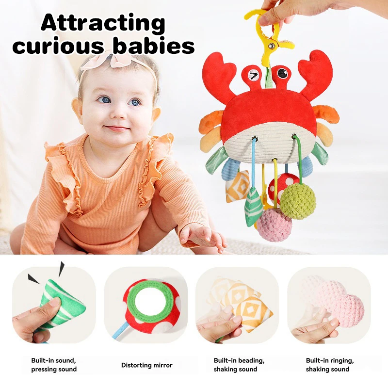 Juguete de alegría con cordón colgante para cama de bebé, sonajeros para bebé recién nacido, juguetes de cuerda para tirar, juguetes de animales de dibujos animados, juguete educativo Montessori para bebé