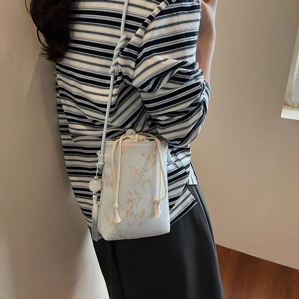 

Printed New Chinese Style Crossbody Bag Tassel Pendant Antique Embroidery Shoulder Bag Large Capacity Hanfu Handbag