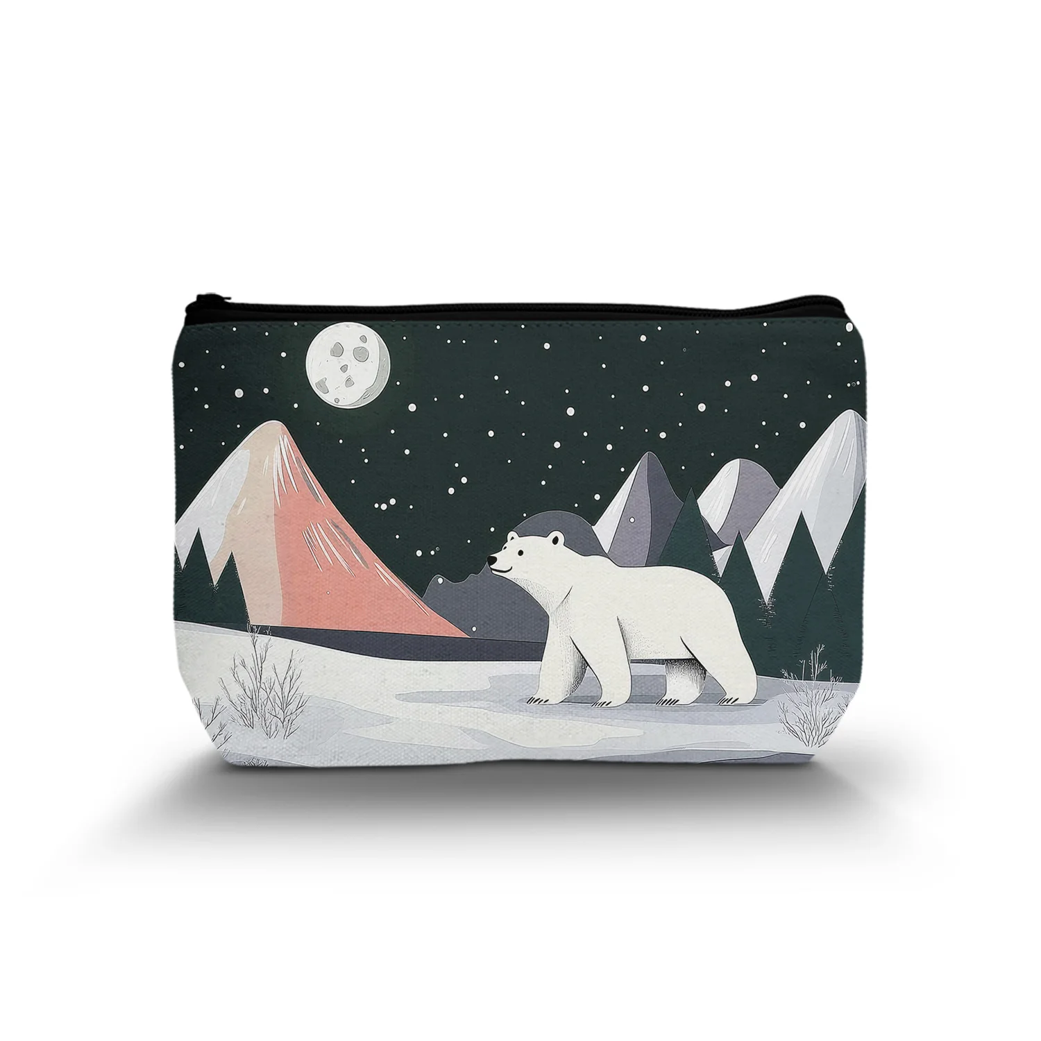 1Pc Unique With Polar Bear Design Casual Cosmetic Bag Durable And Fashionable Women'S Cosmetic Bag Suitable For Daily And Travel