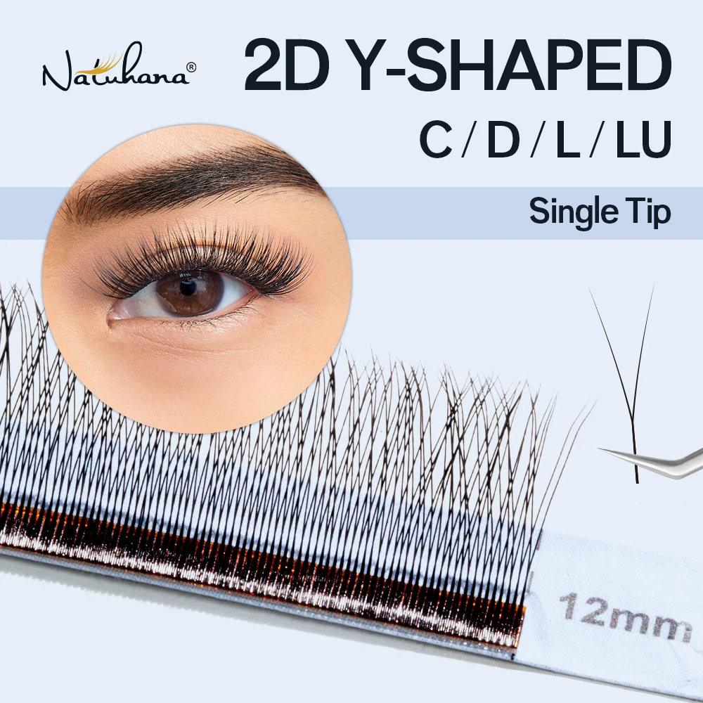 NATUHANA 2D Y Lashes Vorgefertigte Volumen-Fächer-Wimpernverlängerung C D Curl Natürliche weiche Einzelspitze 2D Y Einzelne falsche Wimpern