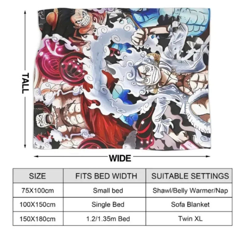 Flannel Blanket One Piece Anime Fuzzy Throw Fashion Blanket All Seasons Air Conditioning Personalised Warm Soft Bedspread