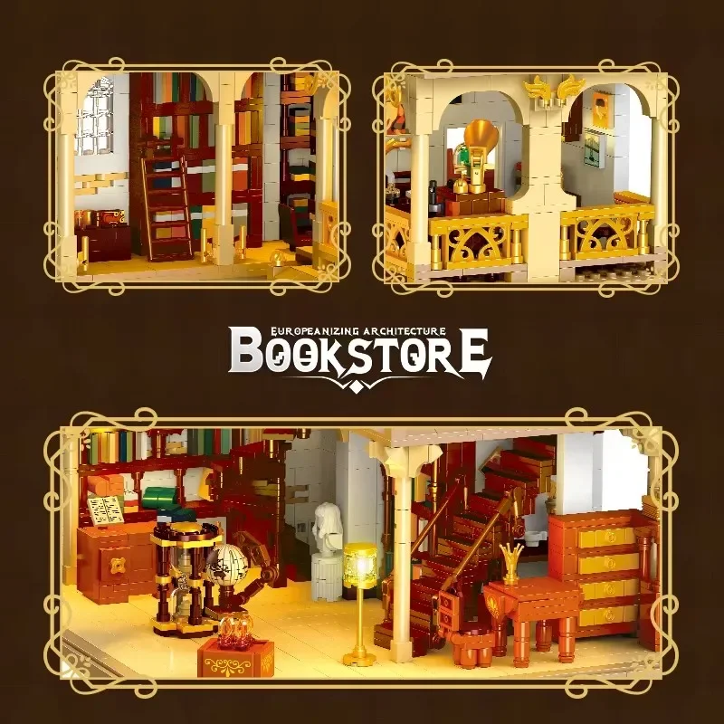 شارع عرض سلسلة المدينة الأوروبية كتاب البيت اللبنات الإبداعية خبير BookStore الطوب نموذج لعب لصبي هدايا عيد الميلاد MOC