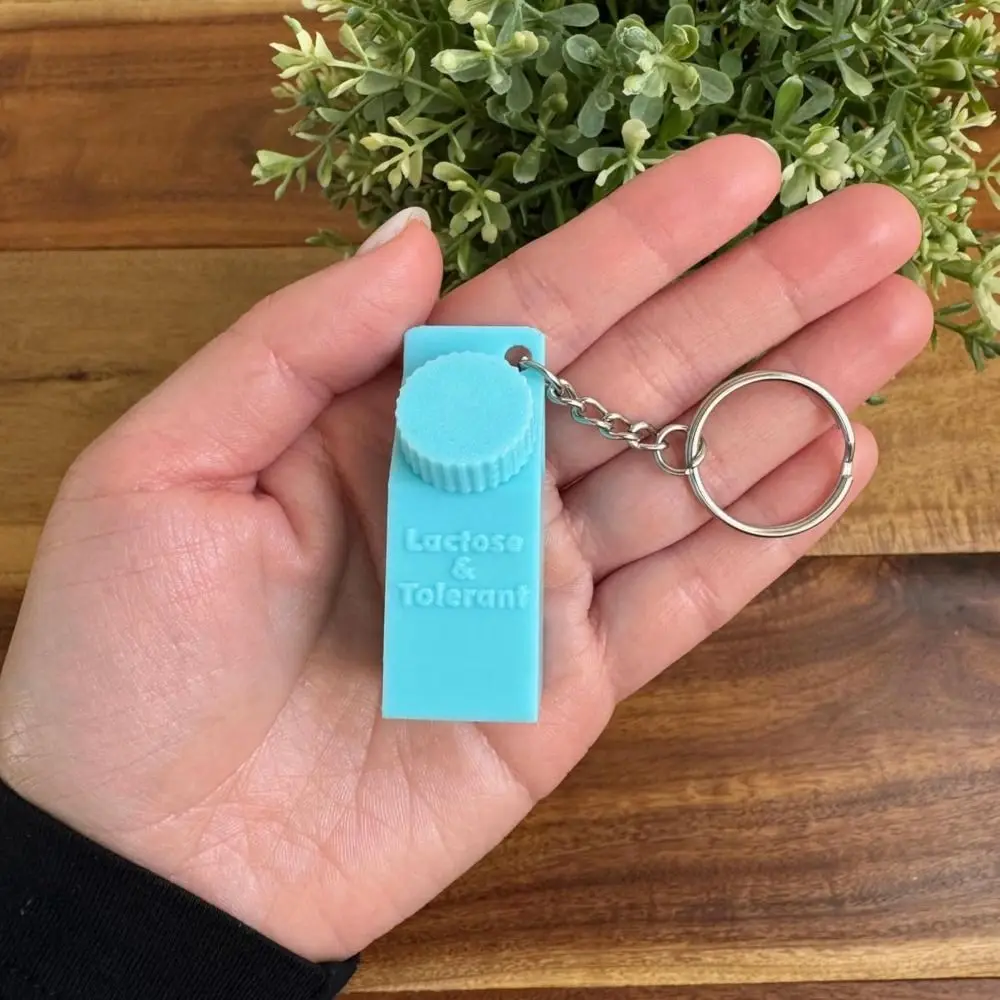 Lactose and Tolerant Pill Holder Keychain Plastic Ornament Pendant Milk Carton Keychain Compact 3d Print Ornament Keychain