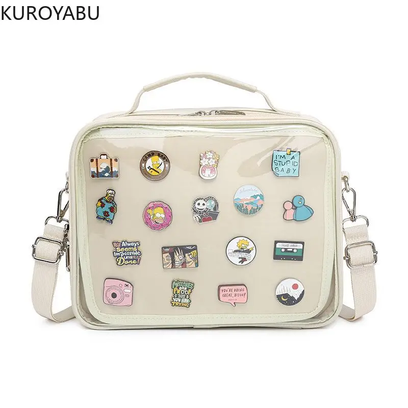 

Chic Japanese High School Girls Crossbody Bags PU JK Handbags Transparent Large Capacity Women Leather Shoulder Bag Bolso Mujer