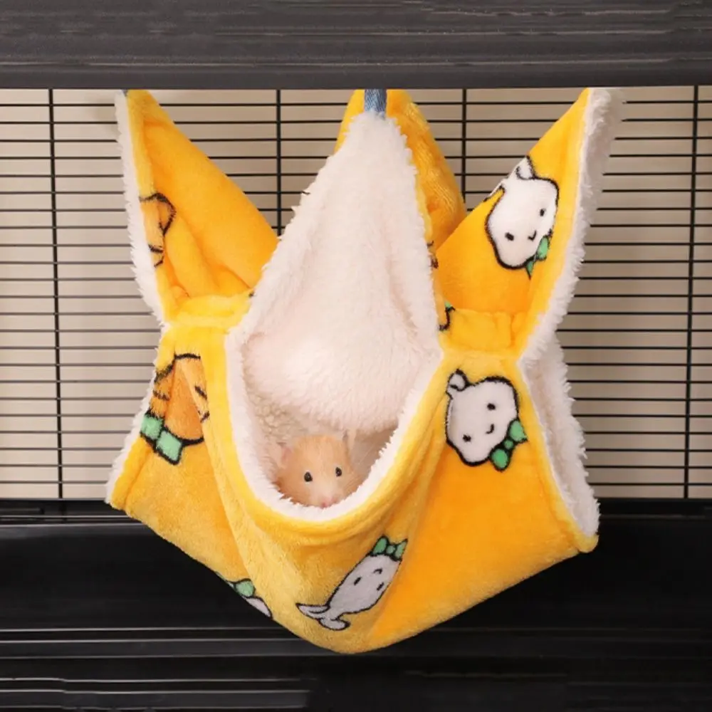 الفانيلا الهامستر طبقة مزدوجة أرجوحة لينة نمط قطون معلقة السنجاب كيس النوم عش قفص السنجاب مريحة