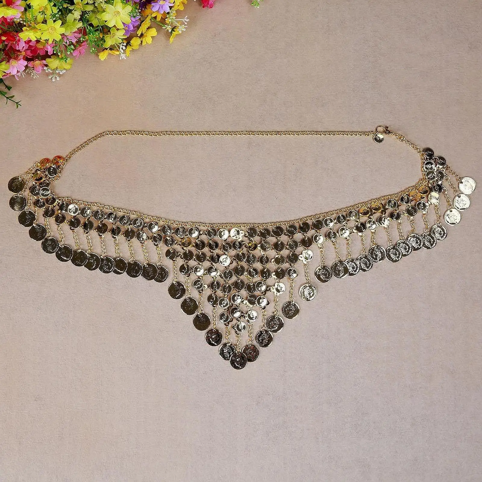 Monedas de metal danza del vientre bufanda de cadera cadena de cintura para el día de San Valentín versátil