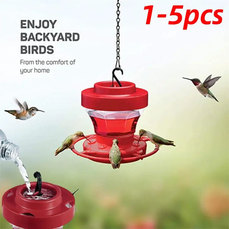 Hummingbird Feeder with 8 Feeding Hanging Bird Feeder Ant and Bee Proof Flower Shape Hummingbird Feeder for Garden Outdoor