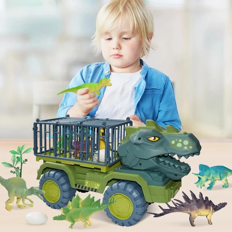 Large Size Inertial Sliding Dinosaur Engineering Truck Transport Truck Dump Crane Vehicle Transport Truck Children\'s Toys