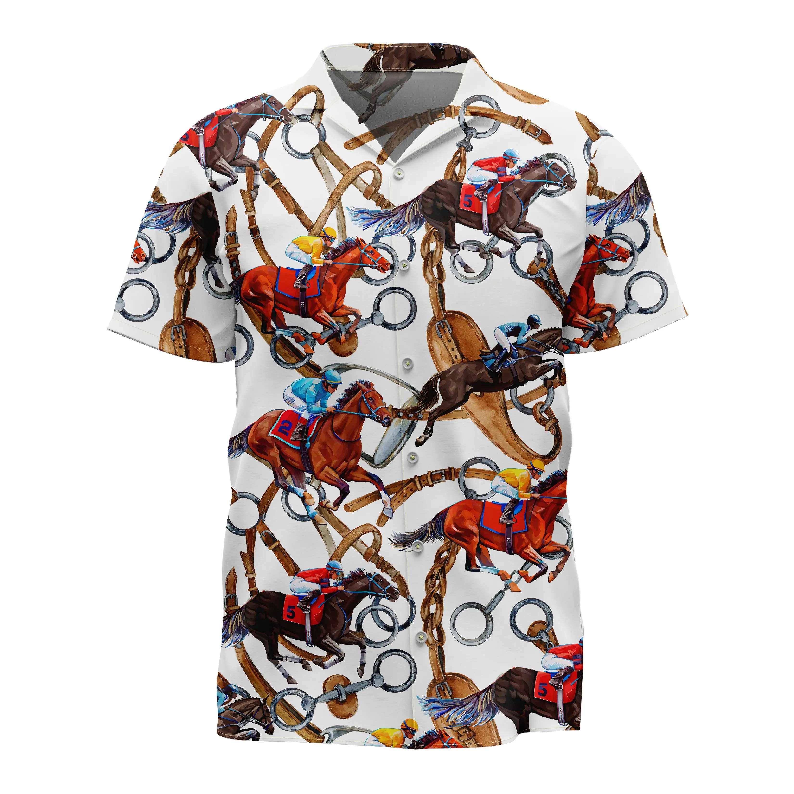 Jumeast Equestrian Sport Pattern Short Sleeve Hawaiian Shirt Horse Graphics Polyester Aloha Shirts Tropical Baggy Casual Clothes