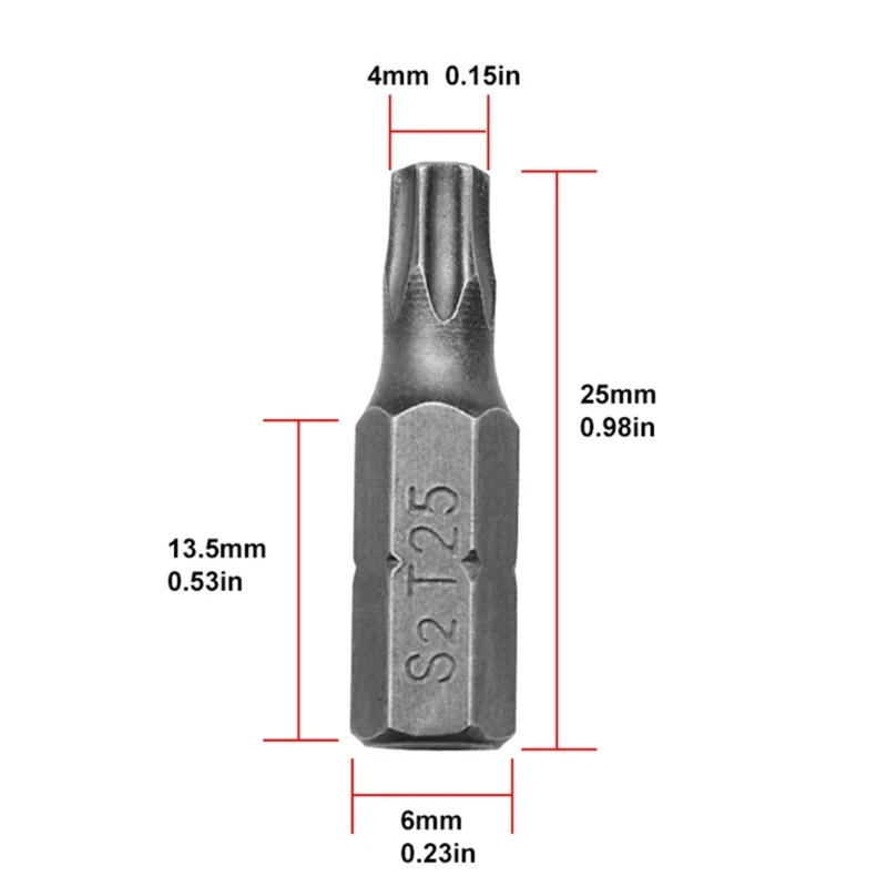 A2UD 25 mm Torx Tua vít từ tính T25 Shank Tua vít điện Bit