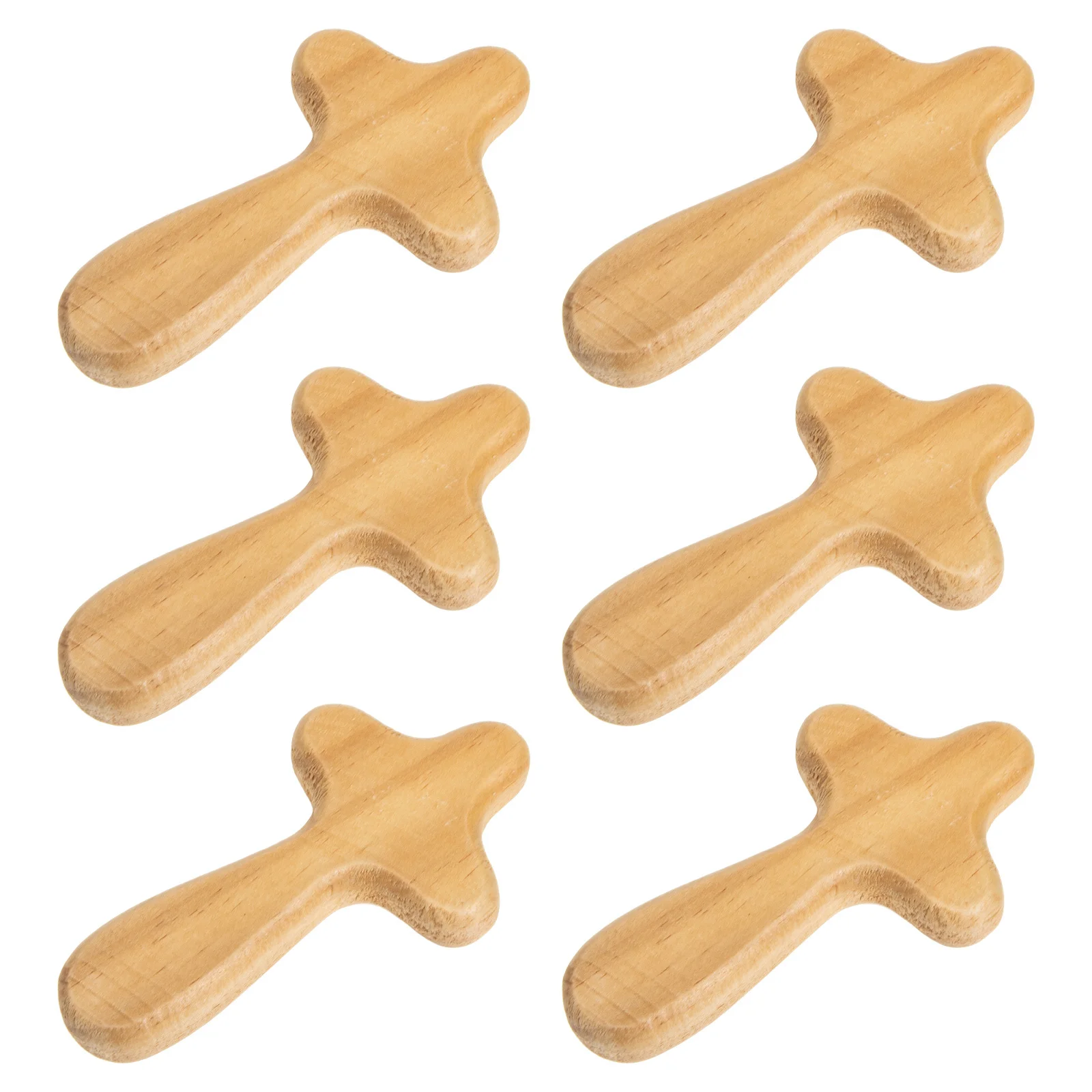 

6pcs Wooden Ornaments Wood Cross Craft Retro Religious Decor Home Decoration Cross Shaped Adorn For Party Festival Use