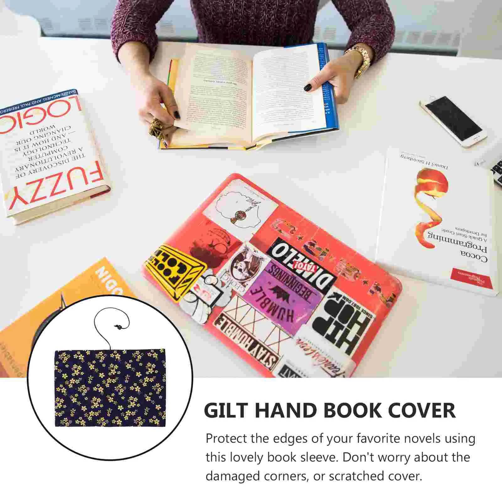 A5 Adjustable Book Cover Decorative Book Sleeve Crane Design Book Protector Hand-made Cloth Book Cover  Hand Account Book