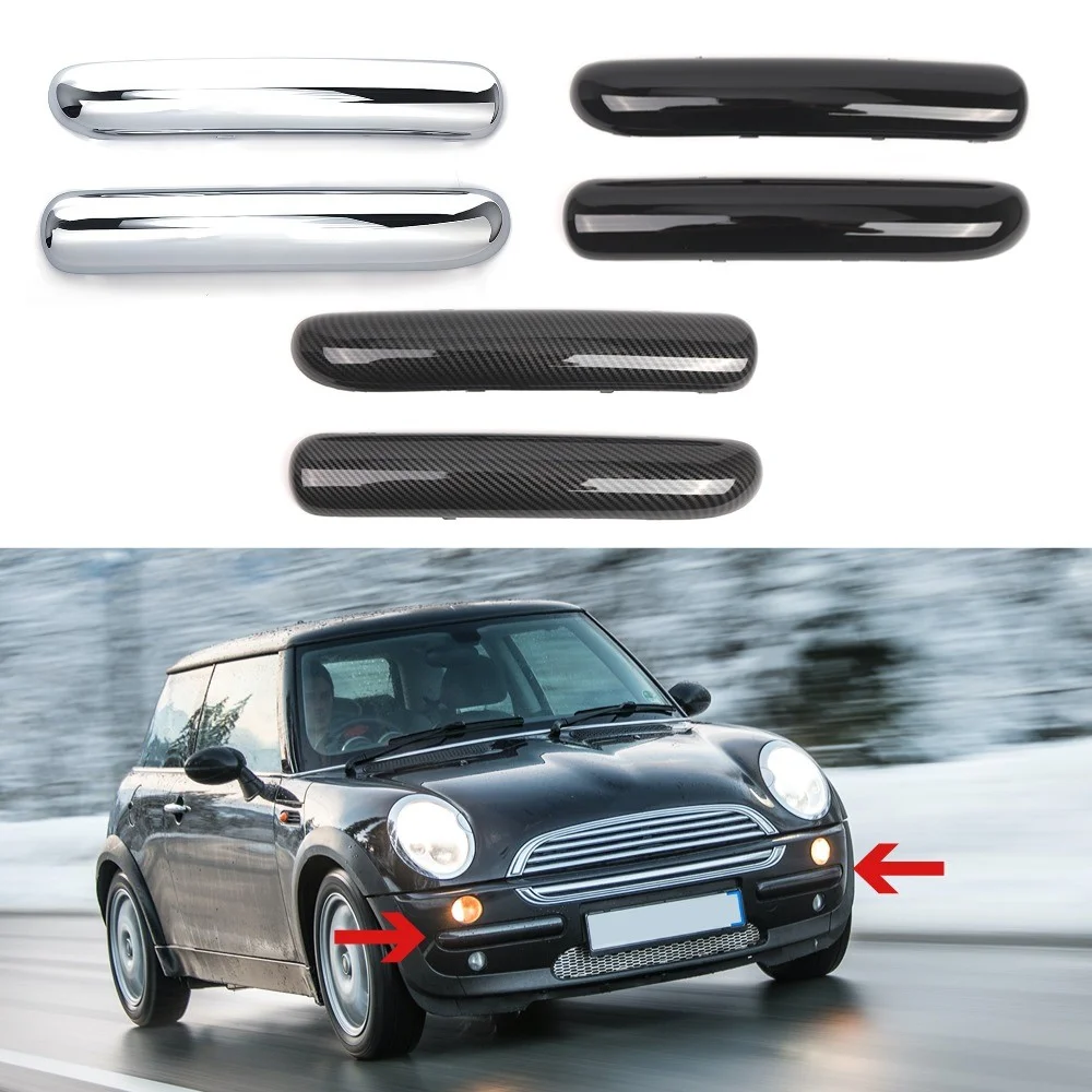 

2 шт. для Mini Copper One Cabrio R50 2001 ~ 2004 пара накладок на передний бампер из углеродного волокна/глянцевый черный/хром