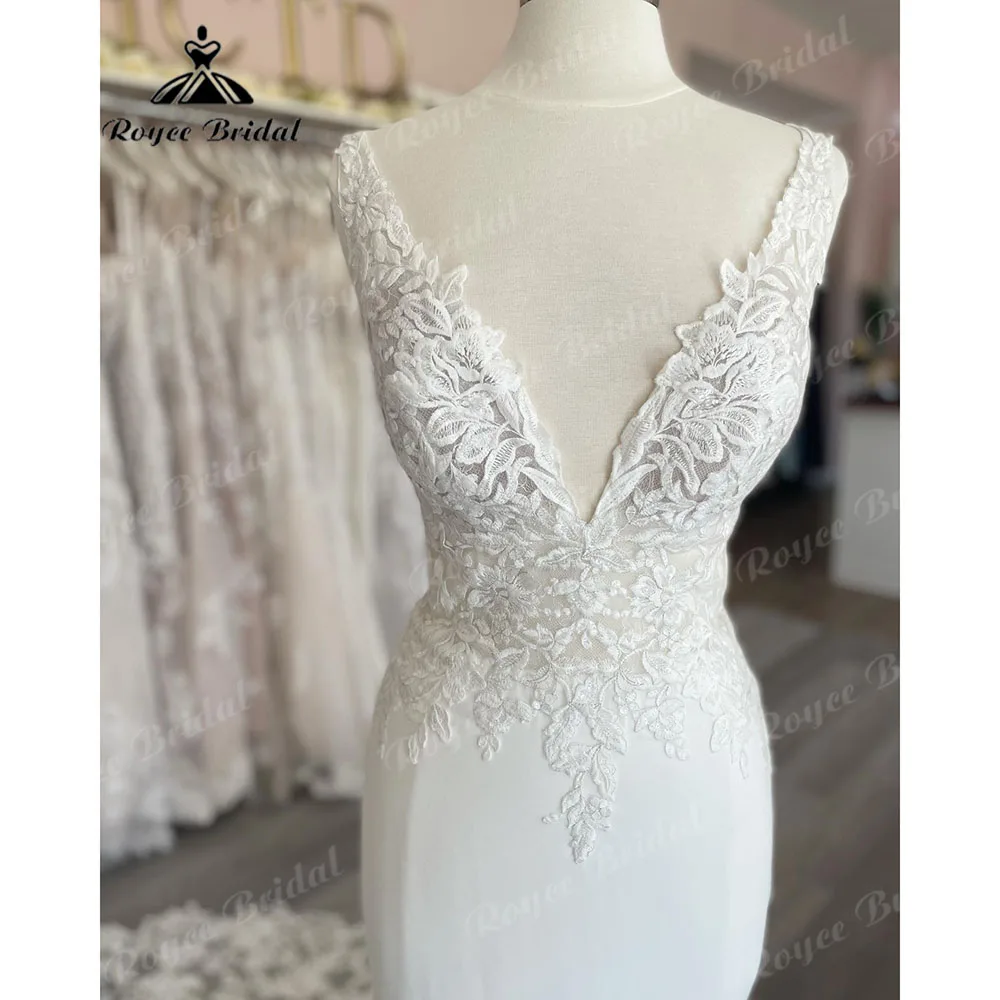 Sexy Plunging V Neck Lace Tank Mermaid/Trumpet Wedding Gown for Women 2024 Bridal Wedding Gown robe de soirée femme Roycebridal