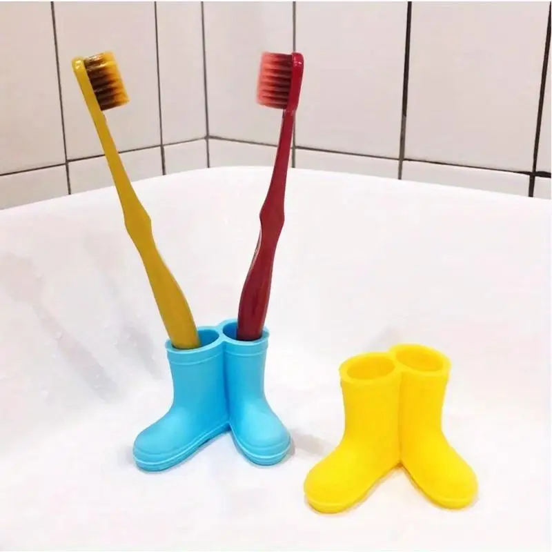 1Pc Cute Rain Boot Silicone Toothbrush Holder for Bathroom Organization Kids Safety Razors Storage
