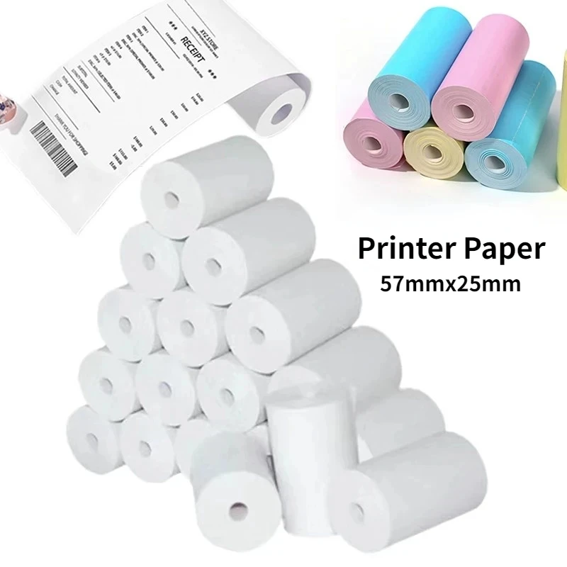 Printer Papers Thermal 57x25mm Self-adhesive Thermal Papers HD Color Label Printers for Inkless Mini Portable Printer