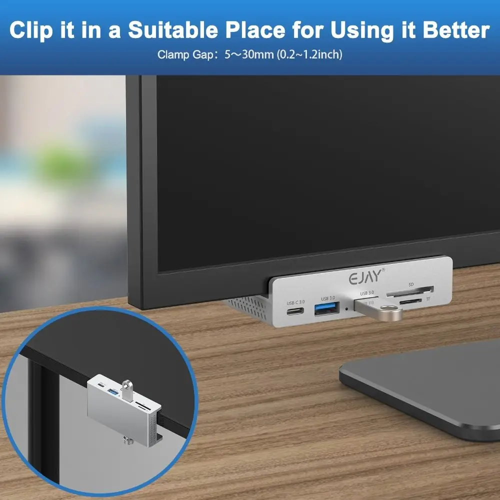 USB3.2/3.0/2.0 USB HUB Clamp 5Gbps Power Supply High Speed HUB Universal External USB Splitter Adapter External Connectivity