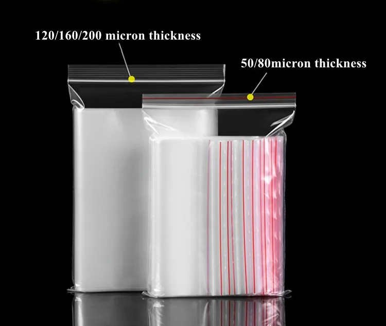 100PCS Clear PE Ziplock Packaging Bag Resealable Food Snack Coffee Tea Office Supplies Jewelry Shoes Clothes T-shirt Pouches