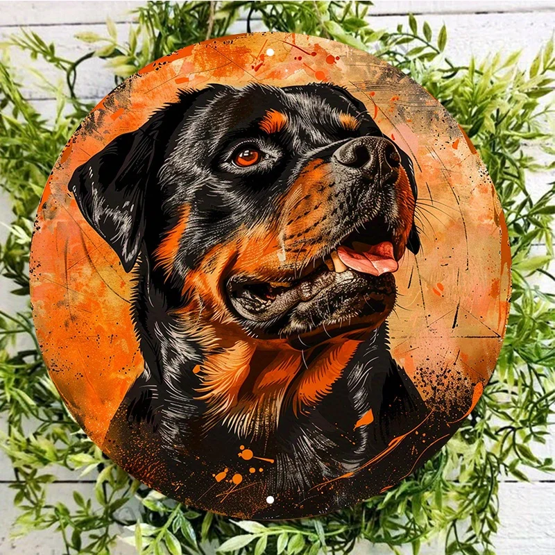 Rottweiler Aluminum Wall Sign, UV and Scratch Resistant, Outdoor and Indoor Decor in Vibrant Orange and Black Dog Wall Decor