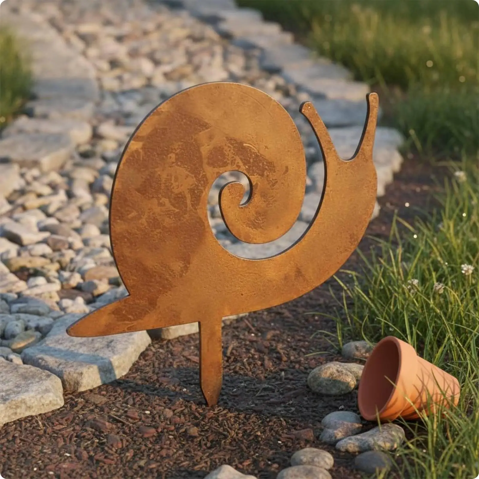 Outdoor Sculpture Cast Iron Garden Art Rustic Metal Snail Stake Ornament for Outdoor Yard Patio Decor