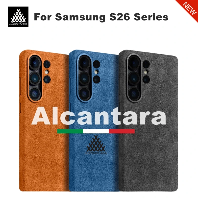 

Натуральный итальянский кожаный чехол Alcantara с магнитной застежкой для Samsung Galaxy S26 Ultra S26+ Plus с MagSafe, супер-люксовая задняя крышка для телефона