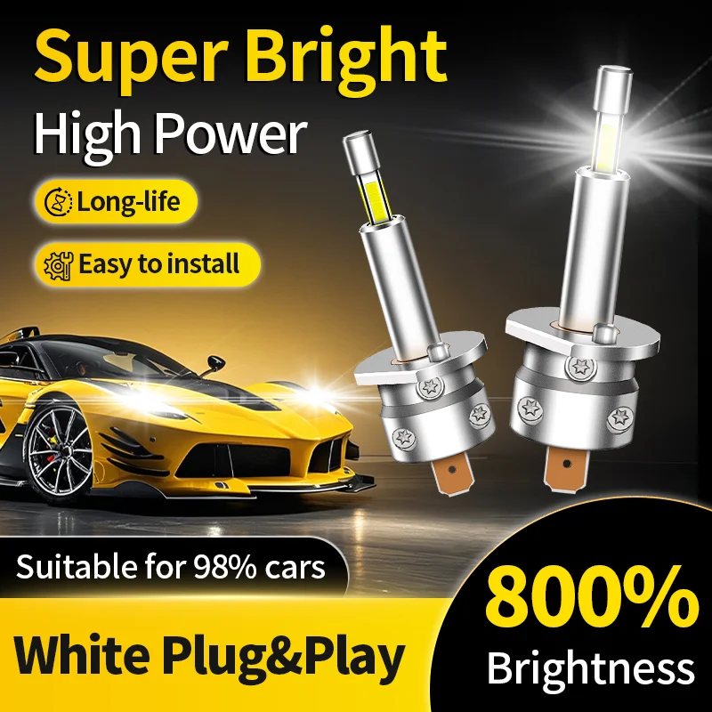 

2PCS 30000LM H1 LED Headlight Bulbs Super Bright White 55W Mini Size 360 CSP Chip For Proejctor Lens 12V For Skoda Ford Citroen
