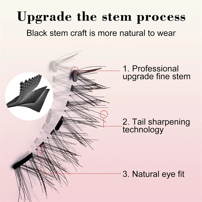 Natural Roll Handmade Magnetic Lashes Extensions 2mm 2mm 5mm Circular Arc Quick Patch Fits the Eyes Magnetic Operation
