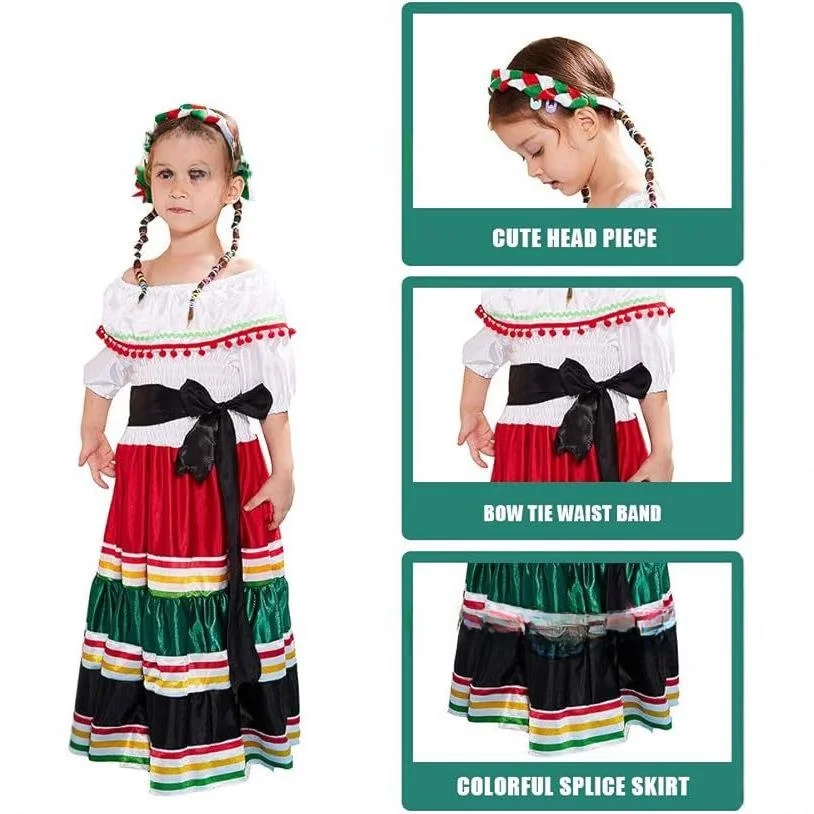 Hot S loween Day Carnival Plang Skirt Ethnic Little Girl Long Dr Par Costume Traditional Nationali Women's Wear
