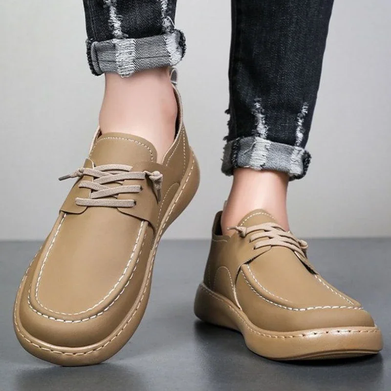 

Лоферы на шнуровке с круглым носком, мягкая кожаная обувь для мужчин, летняя распродажа, дизайнерская обувь для взрослых, классическая оригинальная социальная обувь для мужчин, повседневная обувь из искусственной кожи