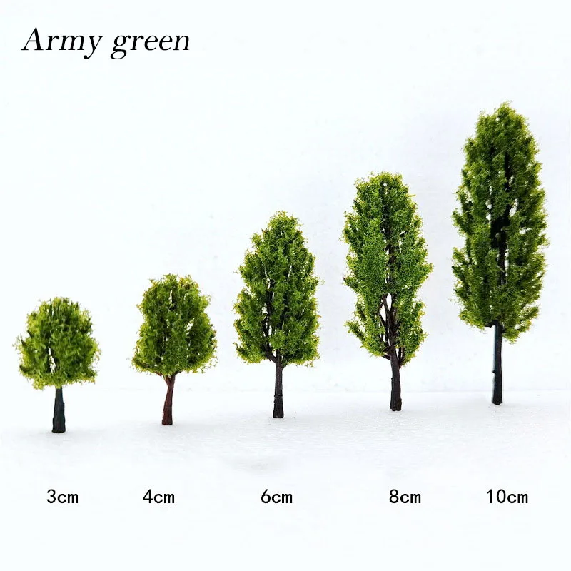 

Height 3/4/6/8/10CM MiniatureTree Model Army Green Pagoda Tree for HO Railway Scene Layout Materials Diorama Kits 25Pcs/Lot