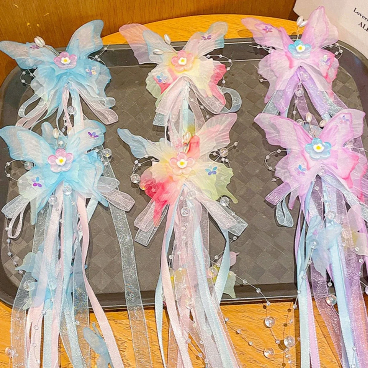 

Hanfu Butterfly Hair Clip Vintage Floral Hairpin with Tassels Fairy Princess Hair Clips for Women Halloween