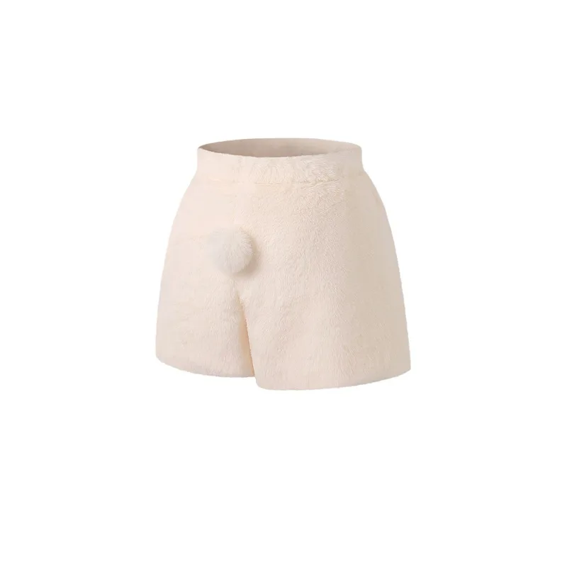 

Детские шорты с милым кроличьим хвостиком для девочек, новинка 2026 года, повседневные бархатные брюки для детей, осенне-зимняя одежда в японском и корейском стиле