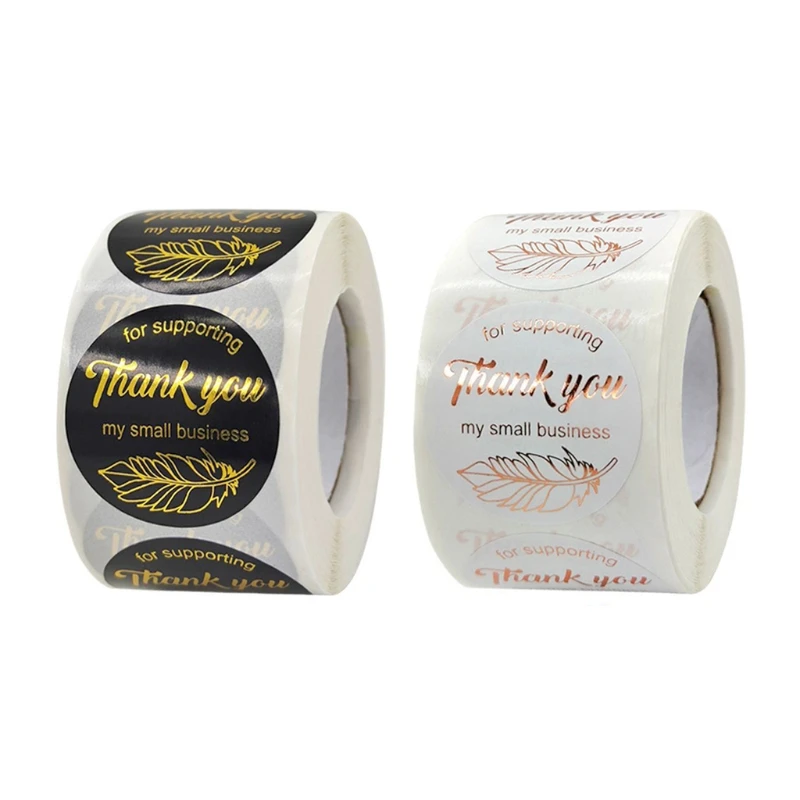 500 sztuk/rolka czarny DIY dziękuję za zamówienie naklejki ślubne ręcznie z miłością okrągły Seal Label Scrapbooking pakiet