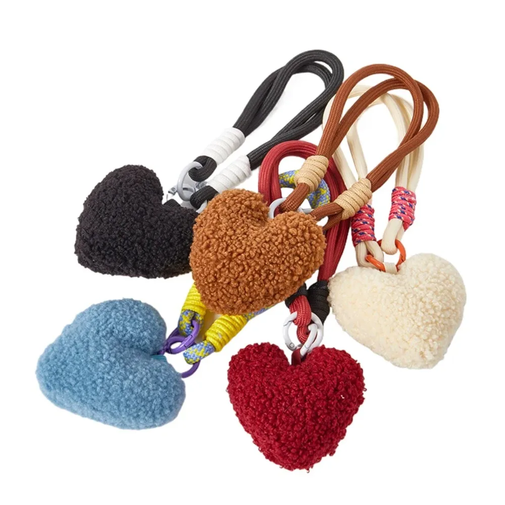 Duurzame Pluche Lanyard Sleutelhanger Kleurrijke Love Heart Tassen Gevlochten Strip Tas Hanger