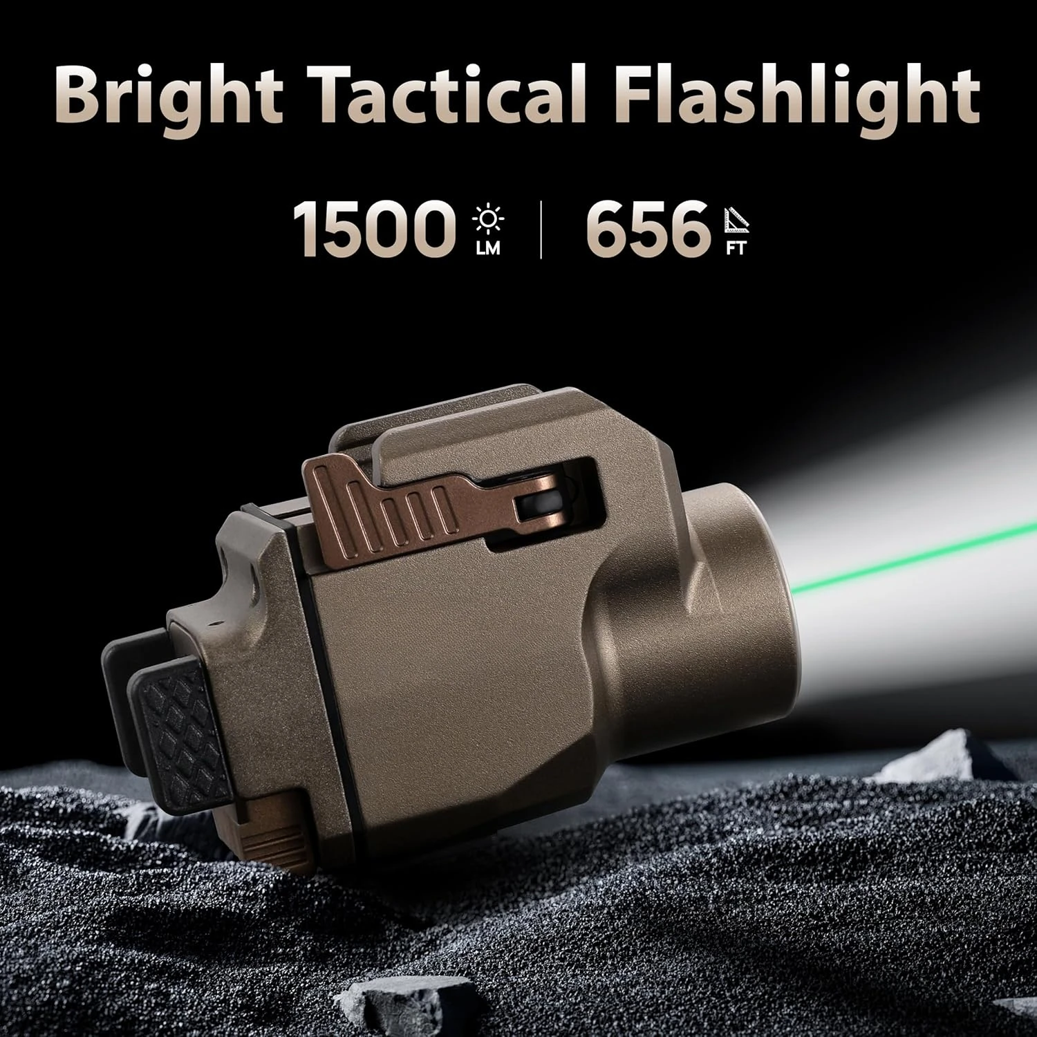 Richfire SFD-095 Compact Tactical LED Flashlight Green & White Combo 1500 Lumens Rechargeable Torch Light for Hunting Glock