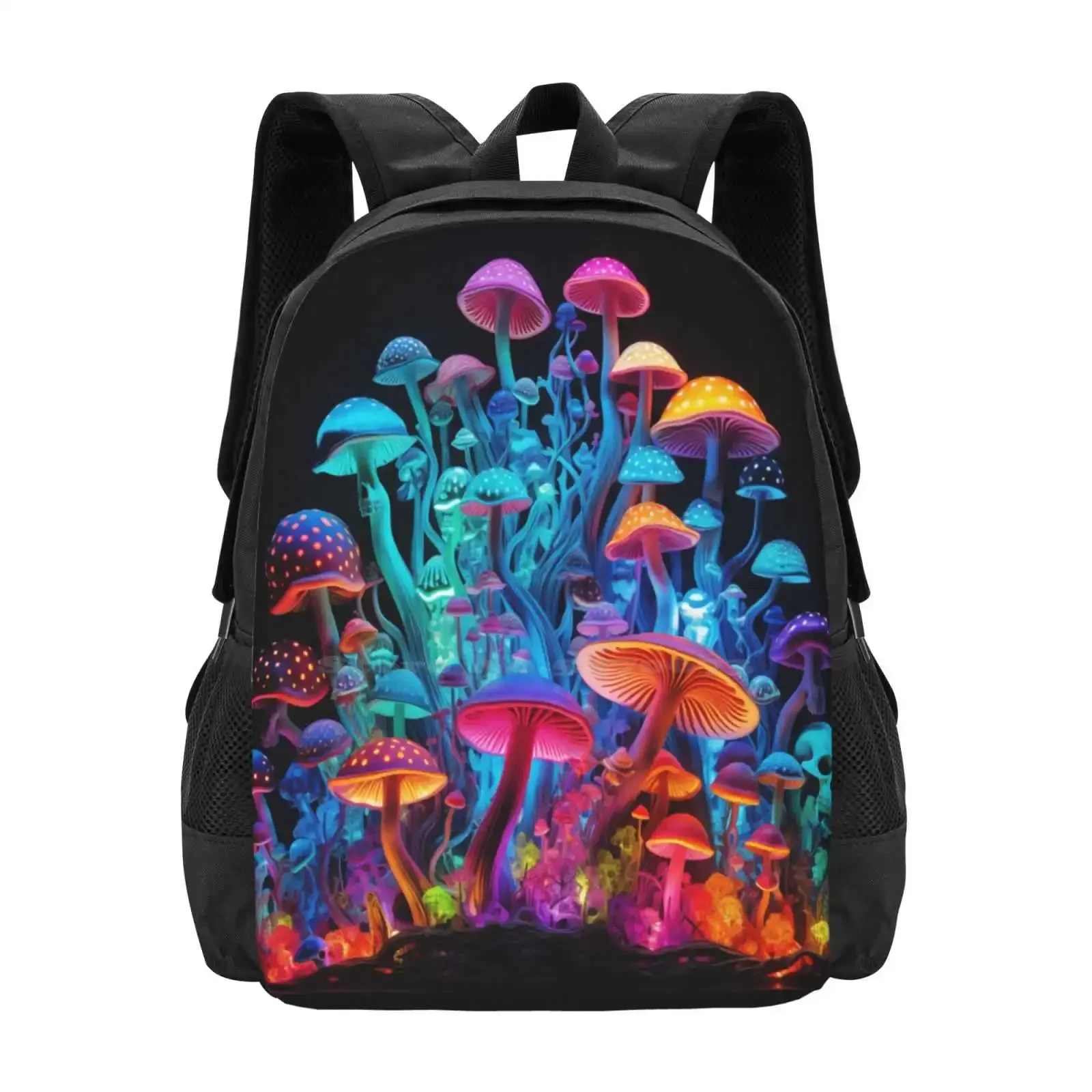 

Blacklight Style Trippy Multitude Of Mushrooms Hot Sale Schoolbag Backpack Fashion Bags Blacklight Trippy Multitude Of