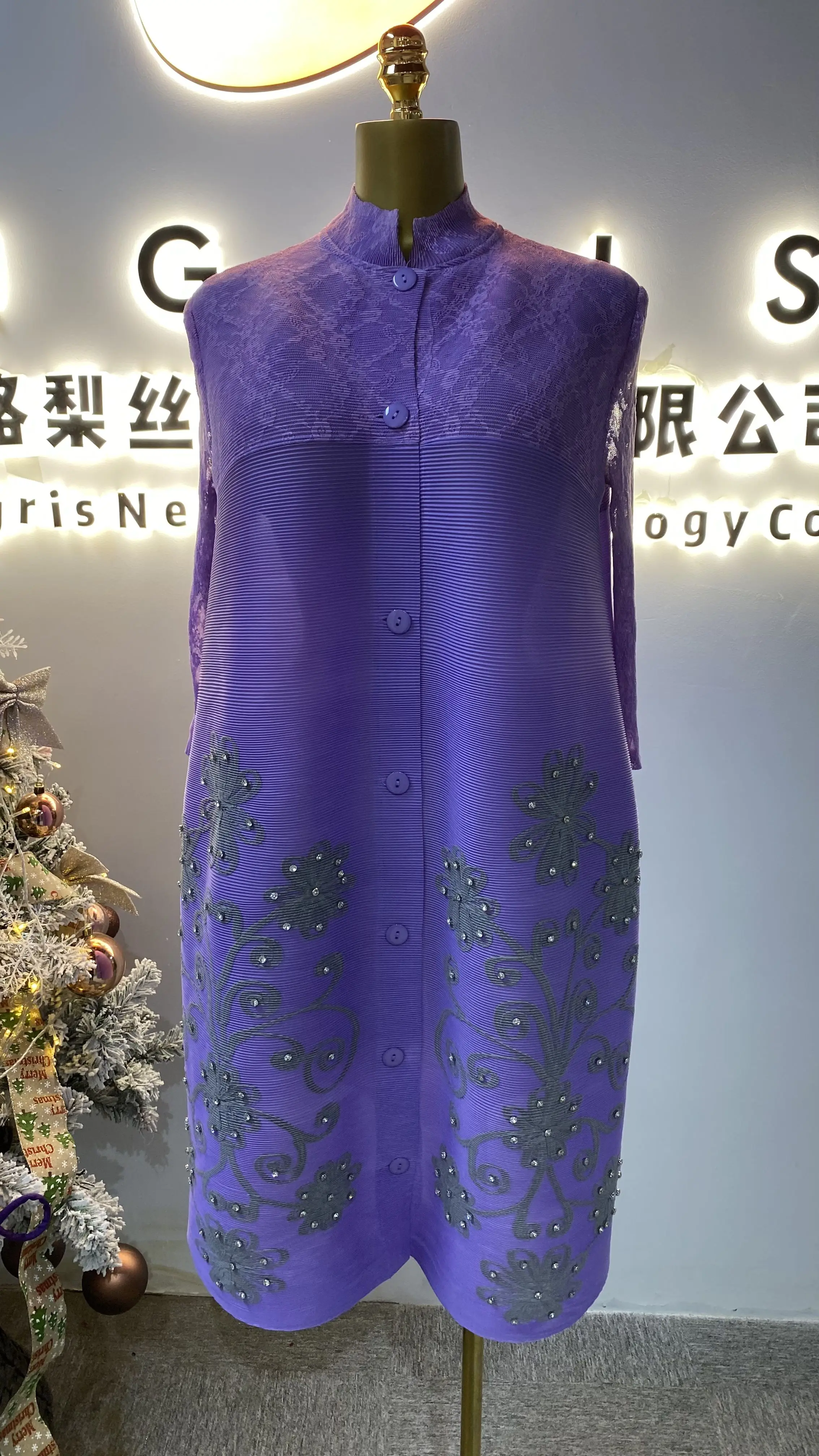 

Летнее женское платье с длинными рукавами, сетчатая дышащая плиссированная юбка, кардиган, свободное платье больших размеров-GZMM515