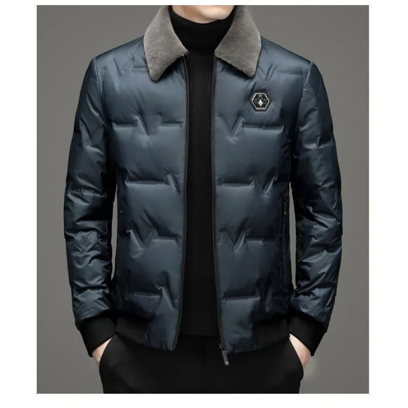 

Пуховик Деловая куртка с утолщенным меховым воротником Повседневная теплая хлопковая куртка