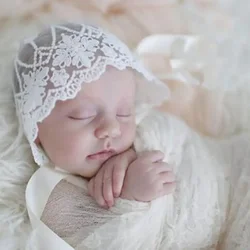 Chapeau en dentelle pour bébé fille et garçon, joli turban pour nouveau-né, couleur unie, vêtements de sauna, accessoires de photographie