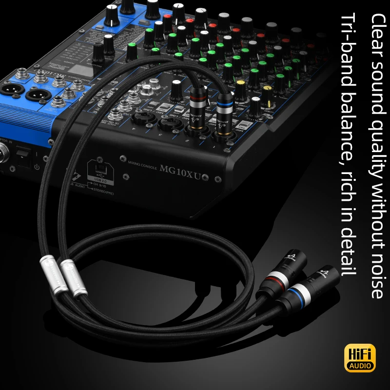 1 Pair High Quality 6N OFC HiFi Dual 6.5 to 2XLR Cable for Mixer Amplifier 6.35mm TRS Jack to Balanced 3Pin XLR Audio Cable