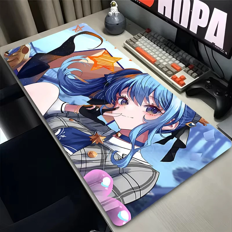 Mauspad 90x40 Schreibtischunterlage Laptop Mousepad Hololive Hoshimachi Suisei Schreibtischdekoration Erweitertes Mauspad Tastaturmatte Übergroße Schreibtischunterlage