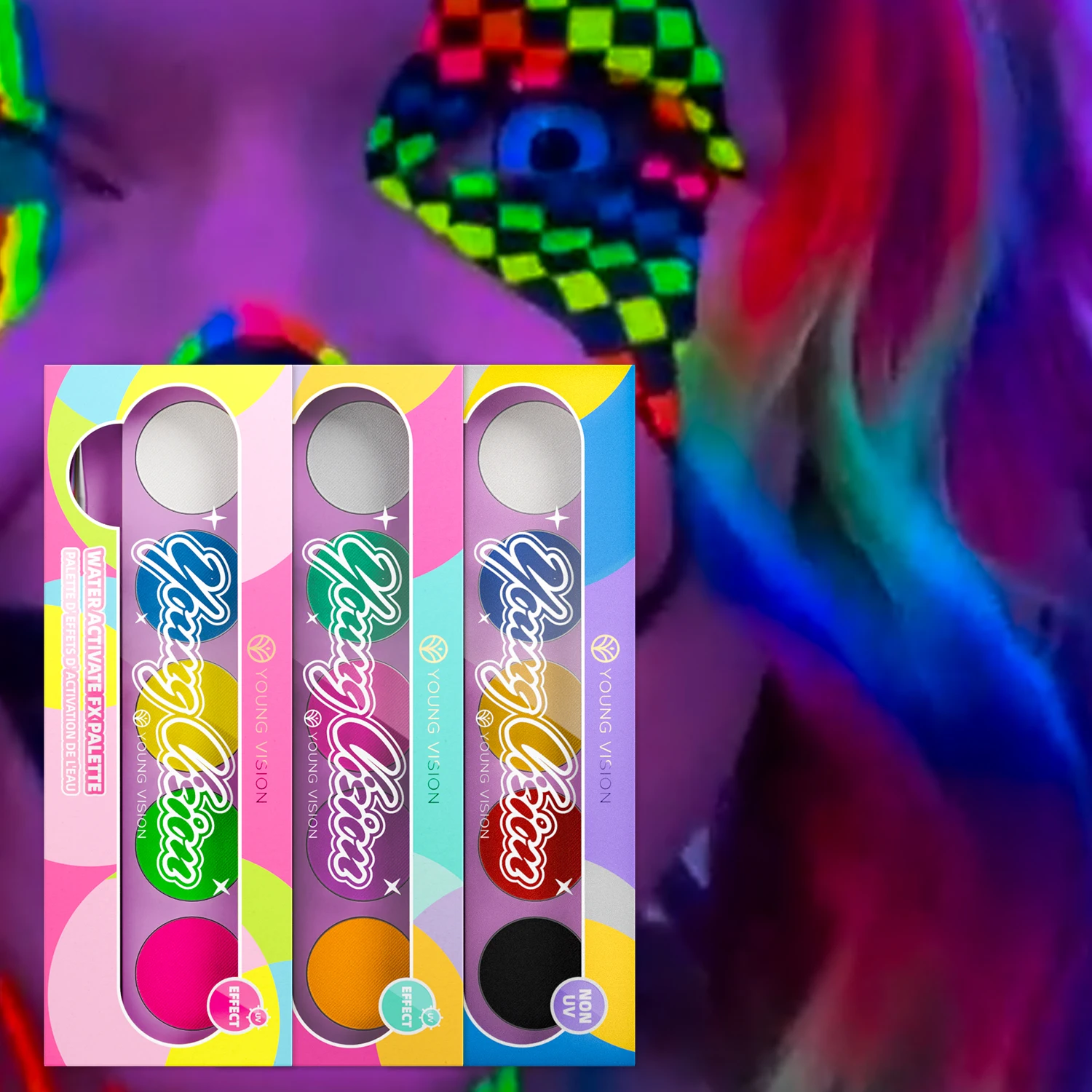 Fluorescent UV Colouring Discs Face Body Water-soluble Body Face Painting Cream Fluorescent Effect Under Ultraviolet Light (Viol