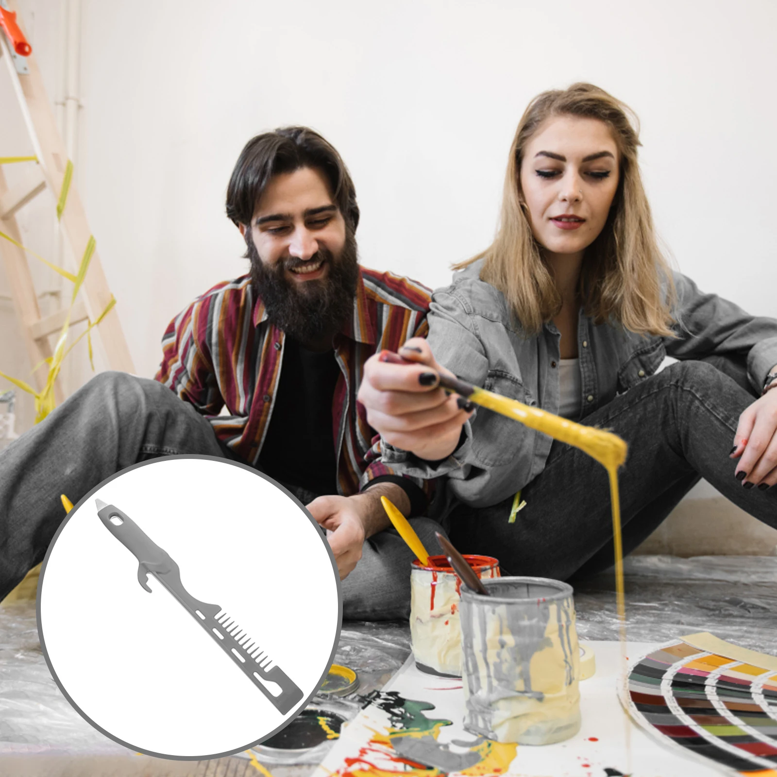 

Paint Stirring Stick Extended Length Comb Design for Blending Scraping Easy Clean Plastic Ergonomic Head Manual Mixing Tool