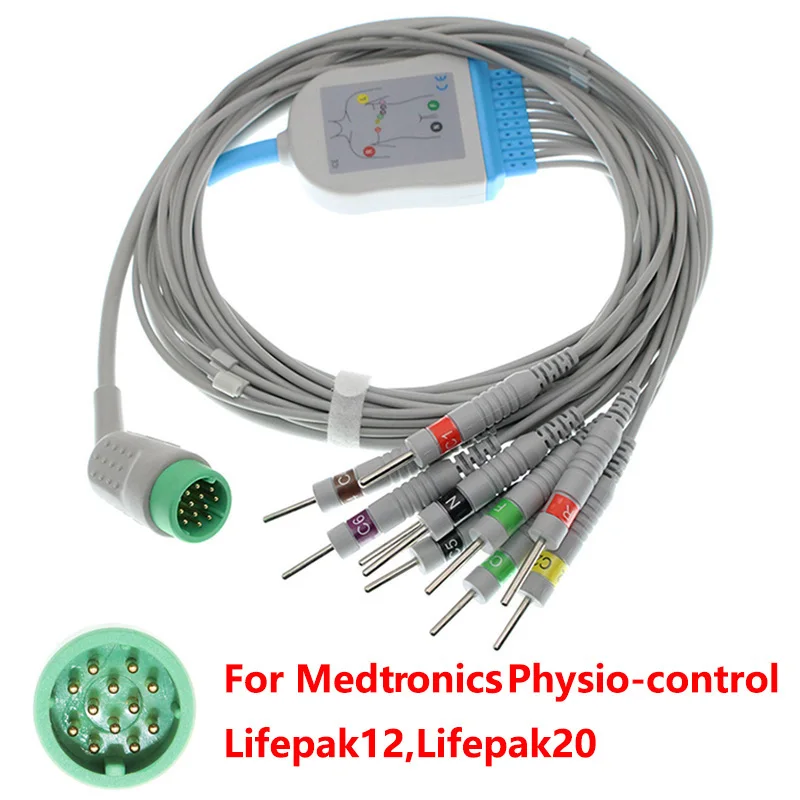 

Compatible With Medtronics Physio Control EKG Monitor Lifepak 12 Lifepak 20 12 LeadS ECG Cable 10KΩ Defibrillate Resistor.