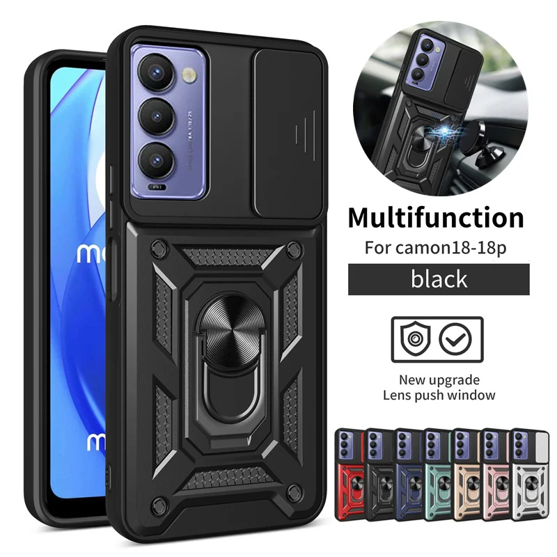 For Tecno Camon 18 18P Case Car Magnetic Ring Armor Phone Cases For Tecno Camon 18 Premier Camon18 P Camera Lens Protect Fundas