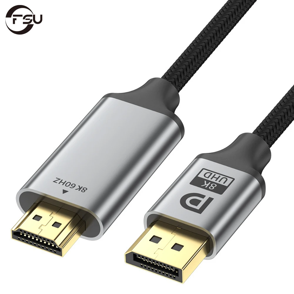 FSU DisplayPort 1.4 to HDMI-compatible 2.1 HDR 2.3 Active Adapter,Support 8K@60Hz,4k@240Hz,HDR,Uni-Directional Display Port 1.4